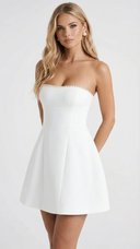 Solana | Women's Party Strapless Pearl Trim Side Bow Mini Dress