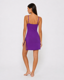 Soledad | Women's V Neck Lace Trim Spaghetti Strap Mini Nightdress with Side Panels