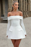 Stella | Women’s Long Sleeve Off-Shoulder A-Line Mini Dress