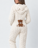 Sue | Women's Teddy Bear Plush Hooded Long Sleeve Full Length Onesie