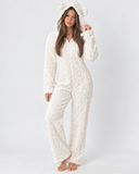 Sue | Women's Teddy Bear Plush Hooded Long Sleeve Full Length Onesie