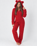 Sue | Women's Teddy Bear Plush Hooded Long Sleeve Full Length Onesie
