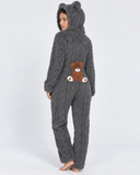 Sue | Women's Teddy Bear Plush Hooded Long Sleeve Full Length Onesie