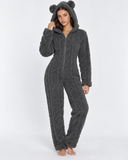 Sue | Women's Teddy Bear Plush Hooded Long Sleeve Full Length Onesie