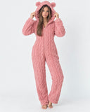 Sue | Women's Teddy Bear Plush Hooded Long Sleeve Full Length Onesie