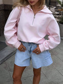Susannah | Women's Half Zip Wide Collar Long Sleeve Bow Back Graphic Sweatshirt