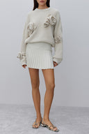 Sybil | Women's Crew Neck Long Sleeve 3D Flower Rose Knit Sweater