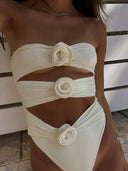 Tahlia | Women's Strapless Cut-Out Bikini Swimsuit with Roses