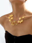 Taliyah | Women's Leaf Statement Textured Layered Detail Necklace