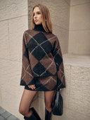 Taylee | Women's Diamond Pattern Long Sleeve Turtleneck Set