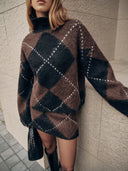 Taylee | Women's Diamond Pattern Long Sleeve Turtleneck Set