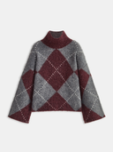 Taylee | Women's Diamond Pattern Long Sleeve Turtleneck Set