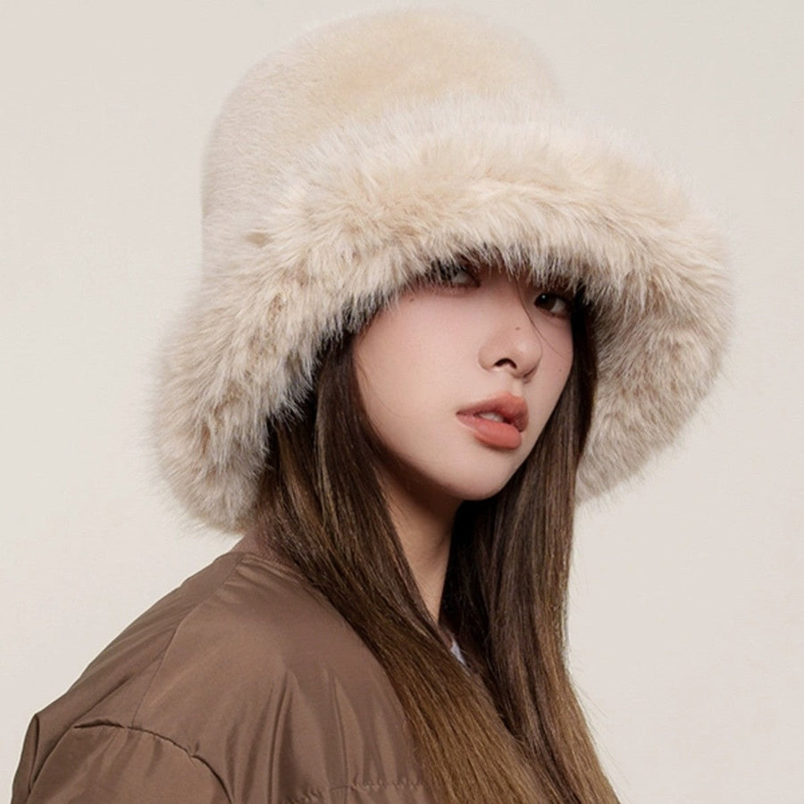 Teresa | Women's Wide Brim Rounded Crown Plush Fuzzy Bucket Hat