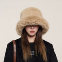 Teresa | Women's Wide Brim Rounded Crown Plush Fuzzy Bucket Hat