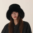 Teresa | Women's Wide Brim Rounded Crown Plush Fuzzy Bucket Hat