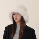Teresa | Women's Wide Brim Rounded Crown Plush Fuzzy Bucket Hat