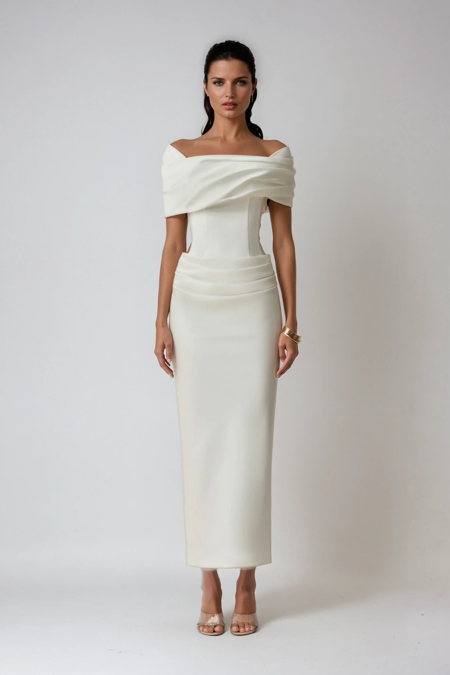Thea | Women's Off-Shoulder Ruch Maxi Evening Dress