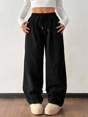 Theresa | Women's Drawstring Waist Side Pocket Ribbed Wide Leg Pants