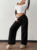 Theresa | Women's Drawstring Waist Side Pocket Ribbed Wide Leg Pants