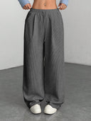 Theresa | Women's Drawstring Waist Side Pocket Ribbed Wide Leg Pants
