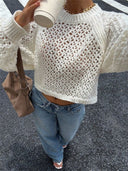 Tilly | Women's Open Knit Backless Long Sleeve Sweater