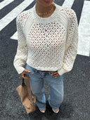 Tilly | Women's Open Knit Backless Long Sleeve Sweater