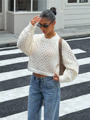 Tilly | Women's Open Knit Backless Long Sleeve Sweater
