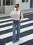Tilly | Women's Open Knit Backless Long Sleeve Sweater