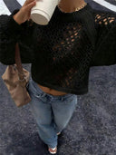 Tilly | Women's Open Knit Backless Long Sleeve Sweater