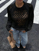 Tilly | Women's Open Knit Backless Long Sleeve Sweater