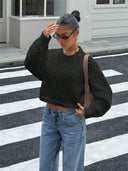 Tilly | Women's Open Knit Backless Long Sleeve Sweater