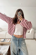 Tori | Women's Oversized Striped Zip Up Knit Sweater