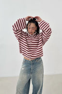 Tori | Women's Oversized Striped Zip Up Knit Sweater