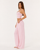 Tracy | Women's Ribbed Knit Scoop Neck Cami Pajama Set with Wide Leg Pants