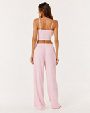 Tracy | Women's Ribbed Knit Scoop Neck Cami Pajama Set with Wide Leg Pants