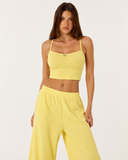 Tracy | Women's Ribbed Knit Scoop Neck Cami Pajama Set with Wide Leg Pants