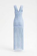 Trinity | Women’s Crisscross Halter Fringe Maxi Prom Wedding Guest Dress