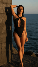 Trixie | Women’s Print Halter Cut-Out One-Piece Swimsuit