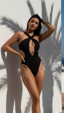 Trixie | Women’s Print Halter Cut-Out One-Piece Swimsuit