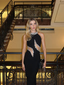 Tyra | Women's Crystal Cut-Out Halterneck Maxi Dress