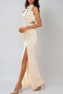 Una | Women's Halter Neck Flower Split Maxi Dress