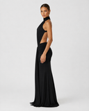 Ursula | Women's Ruched Halter Neck Maxi Dress with Side Cutouts