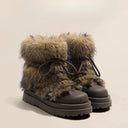 Valencia | Women's Fuzzy Ankle Lace Up Round Toe Platform Boots