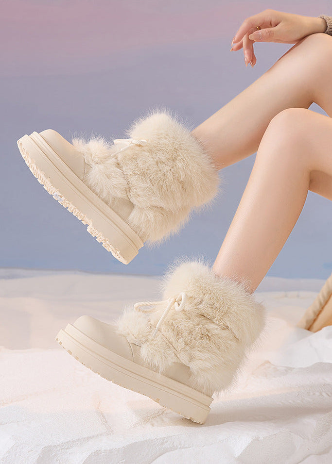 Valencia | Women's Fuzzy Ankle Lace Up Round Toe Platform Boots