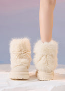 Valencia | Women's Fuzzy Ankle Lace Up Round Toe Platform Boots