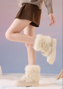 Valencia | Women's Fuzzy Ankle Lace Up Round Toe Platform Boots