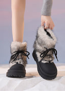 Valencia | Women's Fuzzy Ankle Lace Up Round Toe Platform Boots