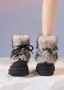 Valencia | Women's Fuzzy Ankle Lace Up Round Toe Platform Boots
