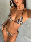 Vanessa | Women’s Lace Print Triangle Tie-Side Bikini Set