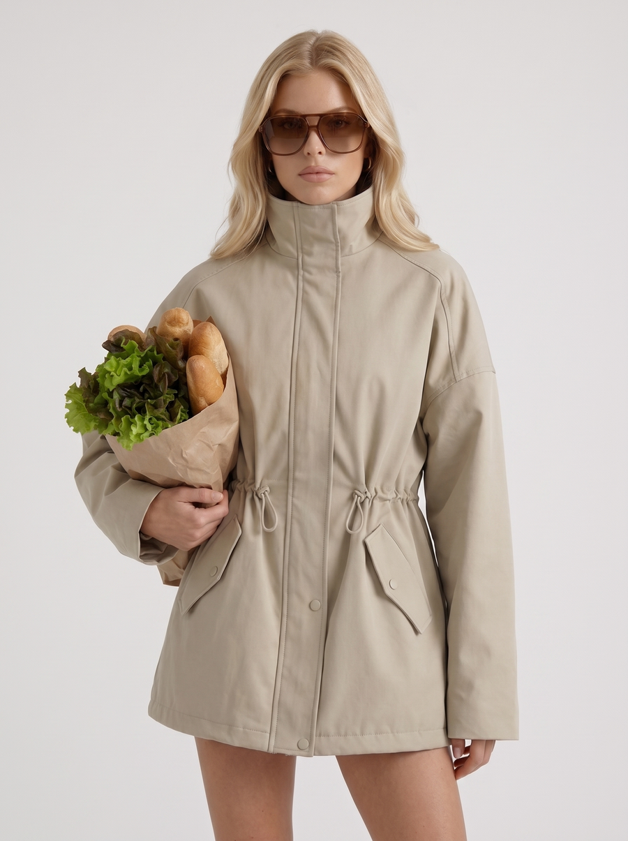 Viera | Women's Casual High Collar Drawstring Utility Jacket